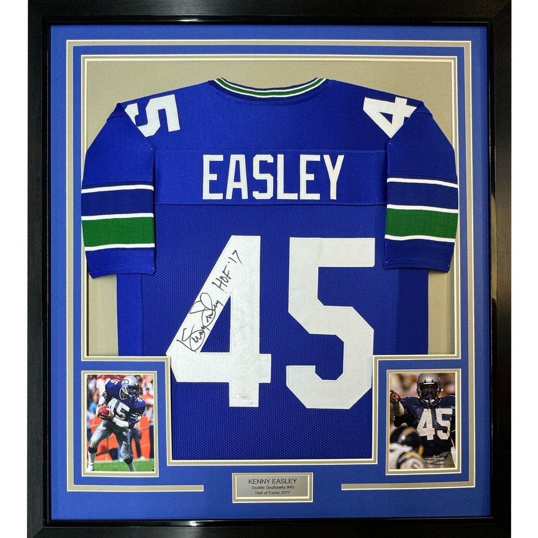 Kenny Easley Seahawks Signed Framed Blue Jersey JSA 33x42 (1 of 2)