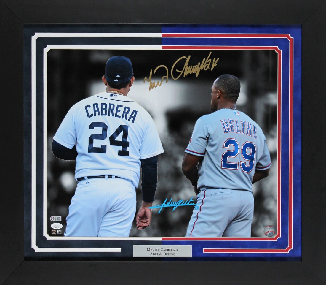 Framed 16x20 autographed photo Miguel Cabrera Adrain Beltre JSA (1 of 2)