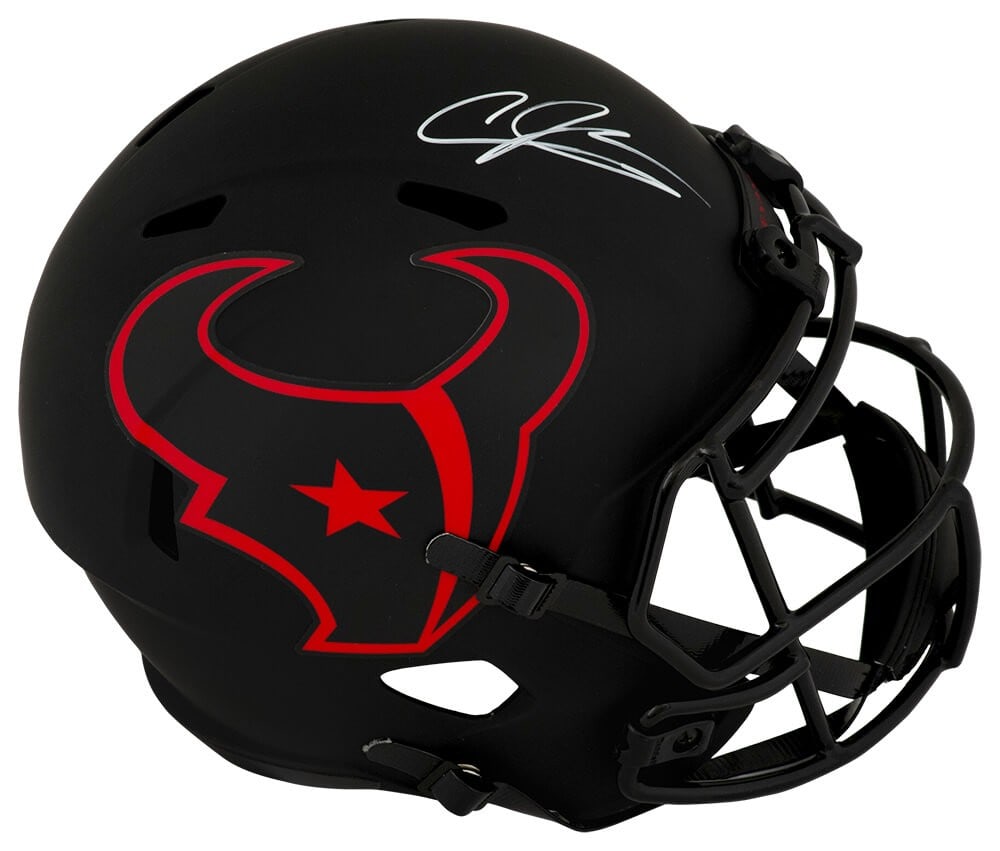 Houston Texans Eclipse Full Size Replica Helmet Signed by Andre Johnson with COA: Houston Texans Eclipse Full Size Replica Helmet Signed by Andre Johnson with COA This is a pre-owned Houston Texans Riddell Eclipse full size speed replica helmet, personally signed by Andre Johnson. 