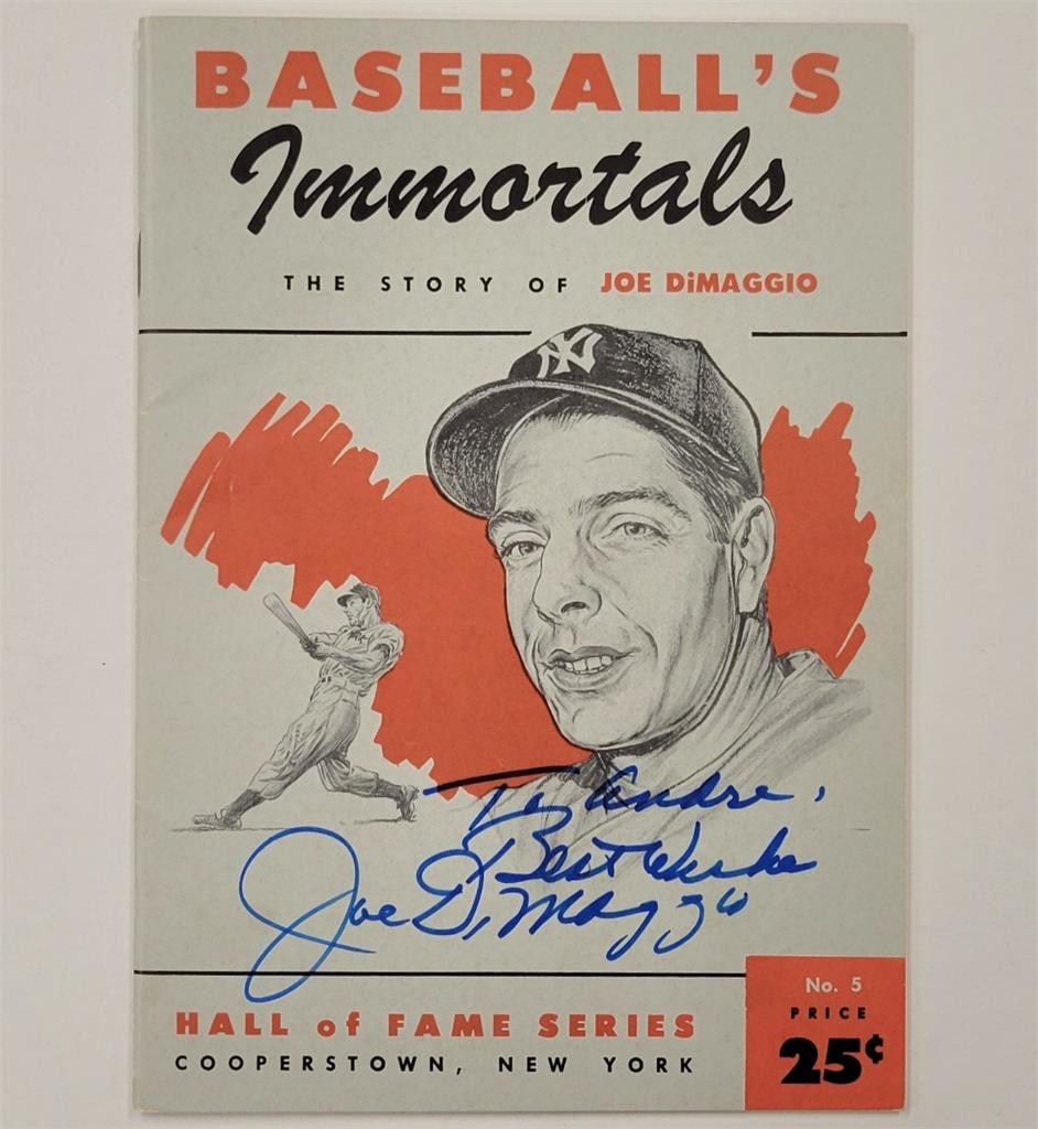 Joe DiMaggio Signed 5x7 Magazine Book BAS Authenticated Yankees: Joe DiMaggio Signed 5x7 Magazine Book BAS Authenticated Yankees This authentic 5x7 magazine book features the signature of legendary baseball player Joe DiMaggio. The item has been authenticated by Be