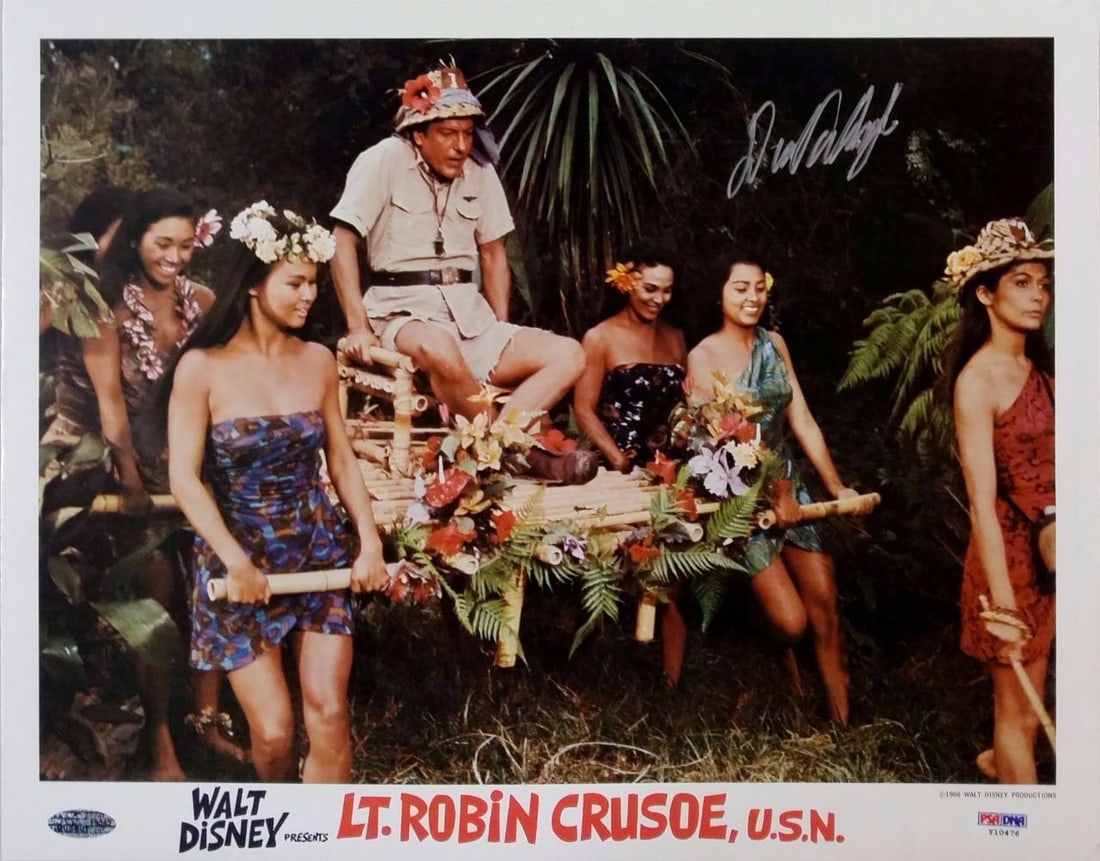 11x14 Lobby Card Photograph Dick Van Dyke Autographed Lt Robin Crusoe PSA Authenticated (1 of 1)
