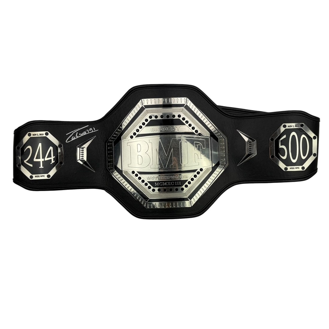 Charles Oliveira Signed UFC Replica BMF Belt PSA COA: Charles Oliveira Signed UFC Replica BMF Belt PSA COA This is a pre-owned UFC Replica BMF Championship Belt autographed by Charles Oliveira. The belt is made of black leather and features Charles Olive