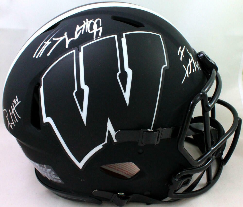 Wisconsin Badgers Eclipse Speed Authentic Helmet Signed by Derek TJ and JJ Watt JSA (1 of 7)