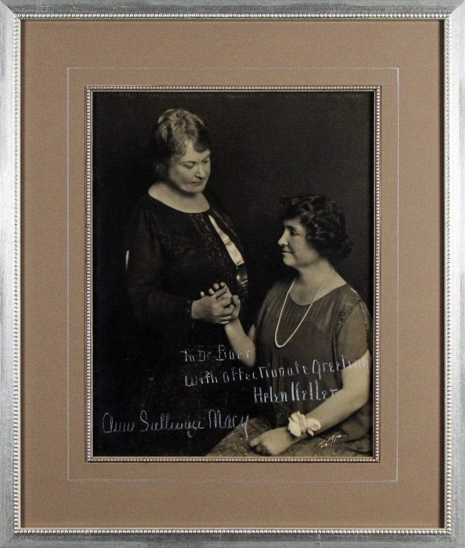 Framed 11x14 Silver Gelatin Photo Signed by Helen Keller and Anne Sullivan Macy (1 of 3)