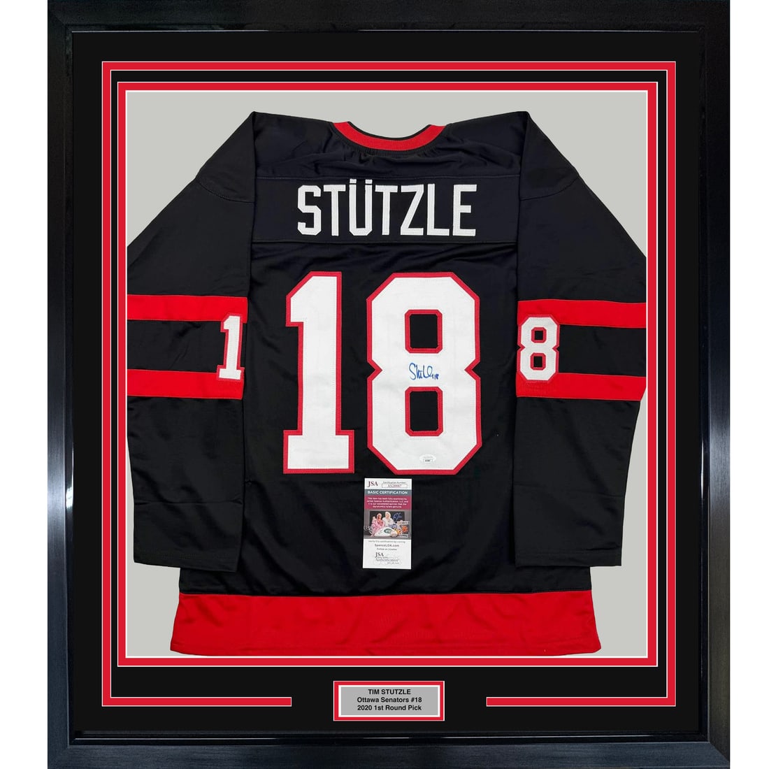 Framed Tim Stutzle Autographed Ottawa Senators Jersey with JSA COA (1 of 2)