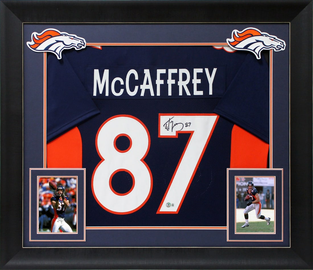 Framed Denver Broncos Jersey Signed by Ed McCaffrey Beckett Witnessed (1 of 1)