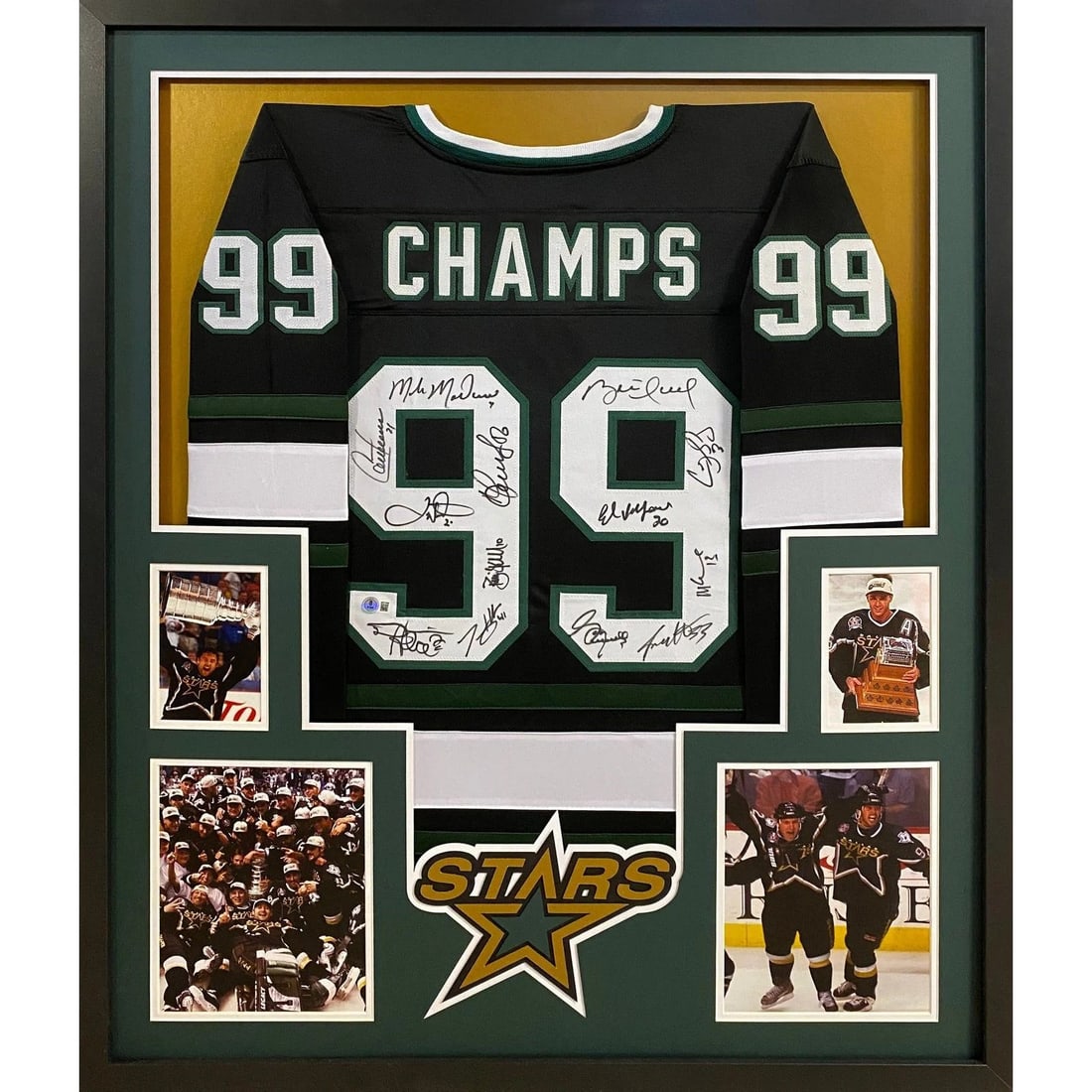 Framed Dallas Stars 13-Signature Beckett Jersey 1999 Stanley Cup (1 of 2)