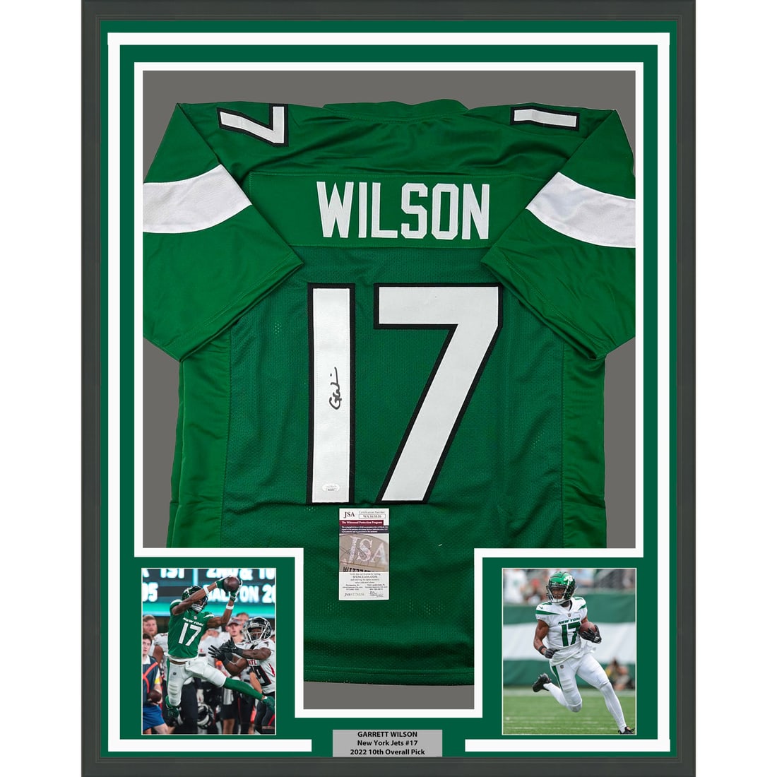 Garrett Wilson Signed Framed New York Jets Green Jersey JSA (1 of 2)