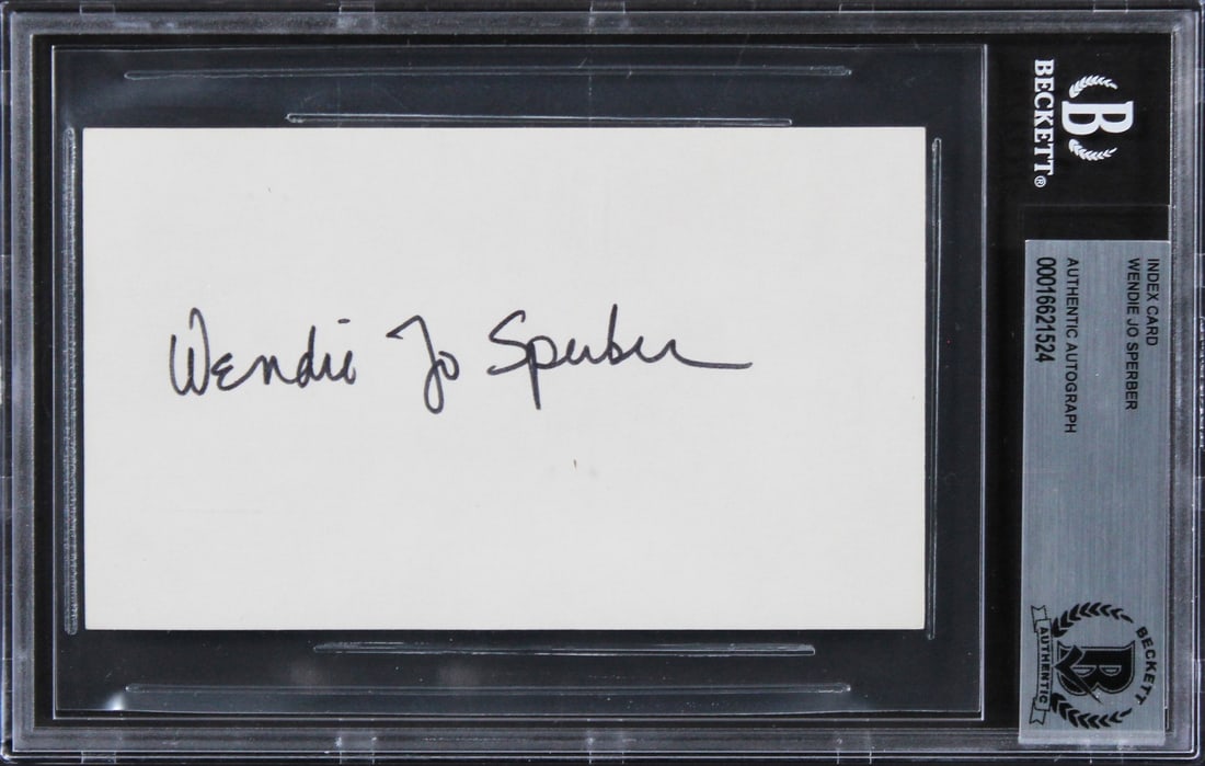 Wendie Jo Sperber Signed 3x5 Index Card Back To The Future Beckett Authenticated: Wendie Jo Sperber Signed 3x5 Index Card Back To The Future Beckett Authenticated This authentic autographed 3x5 index card features the signature of Wendie Jo Sperber, renowned for her role in 'Back T