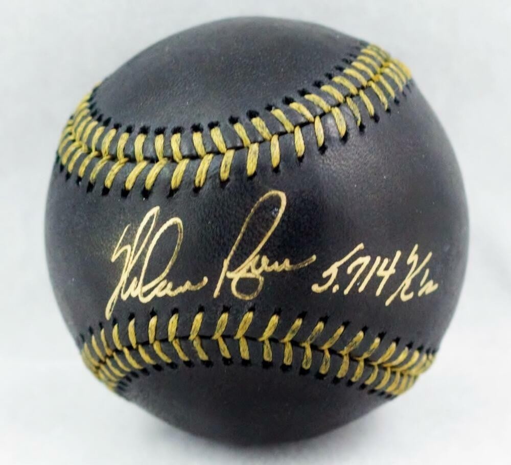 Rawlings OML Black Baseball Signed by Nolan Ryan 5714 Ks AIV Hologram: Rawlings OML Black Baseball Signed by Nolan Ryan 5714 Ks AIV Hologram Autographed Rawlings OML black baseball signed by Nolan Ryan. The item is described as original and pre-owned, and includes an AIV