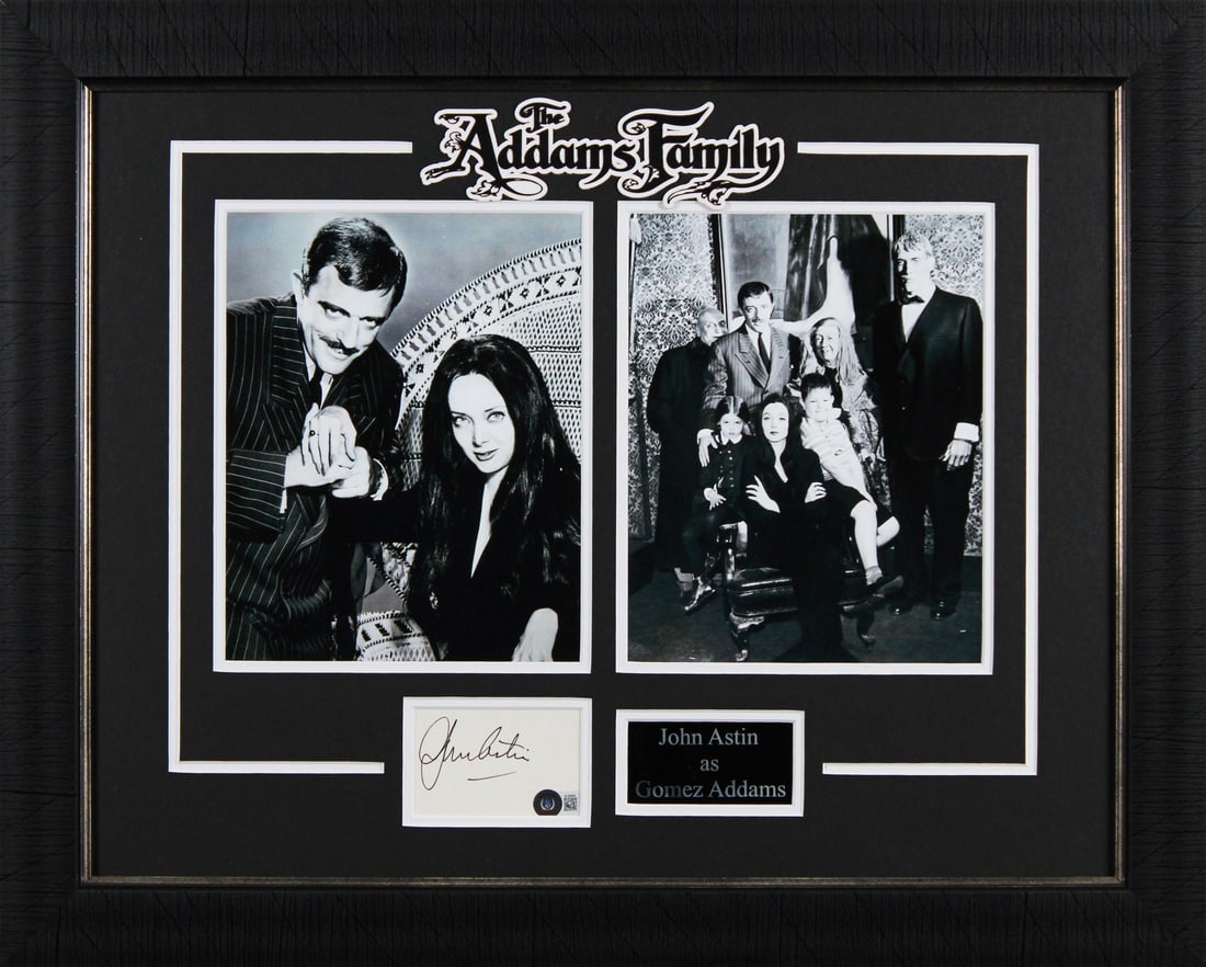 John Astin Signed 3x5 Index Card Framed Display The Addams Family BAS (1 of 2)