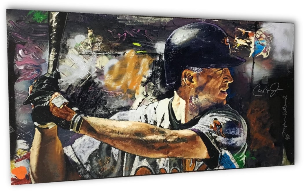 Cal Ripken Jr Signed Stephen Holland Canvas Online Authenticated: Cal Ripken Jr Signed Stephen Holland Canvas Online Authenticated This exquisite lithograph poster features a dual signed canvas of Cal Ripken Jr., beautifully stretched and created by renowned artist 