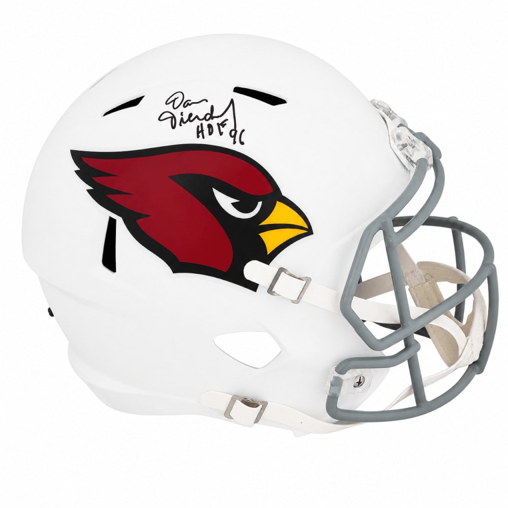 Riddell Speed Full Size Replica Helmet Signed by Dan Dierdorf Cardinals HOF 96: Riddell Speed Full Size Replica Helmet Signed by Dan Dierdorf Cardinals HOF 96 Pre-owned Riddell full size speed replica helmet signed by Dan Dierdorf and inscribed "HOF 96." This Arizona Cardinals fo