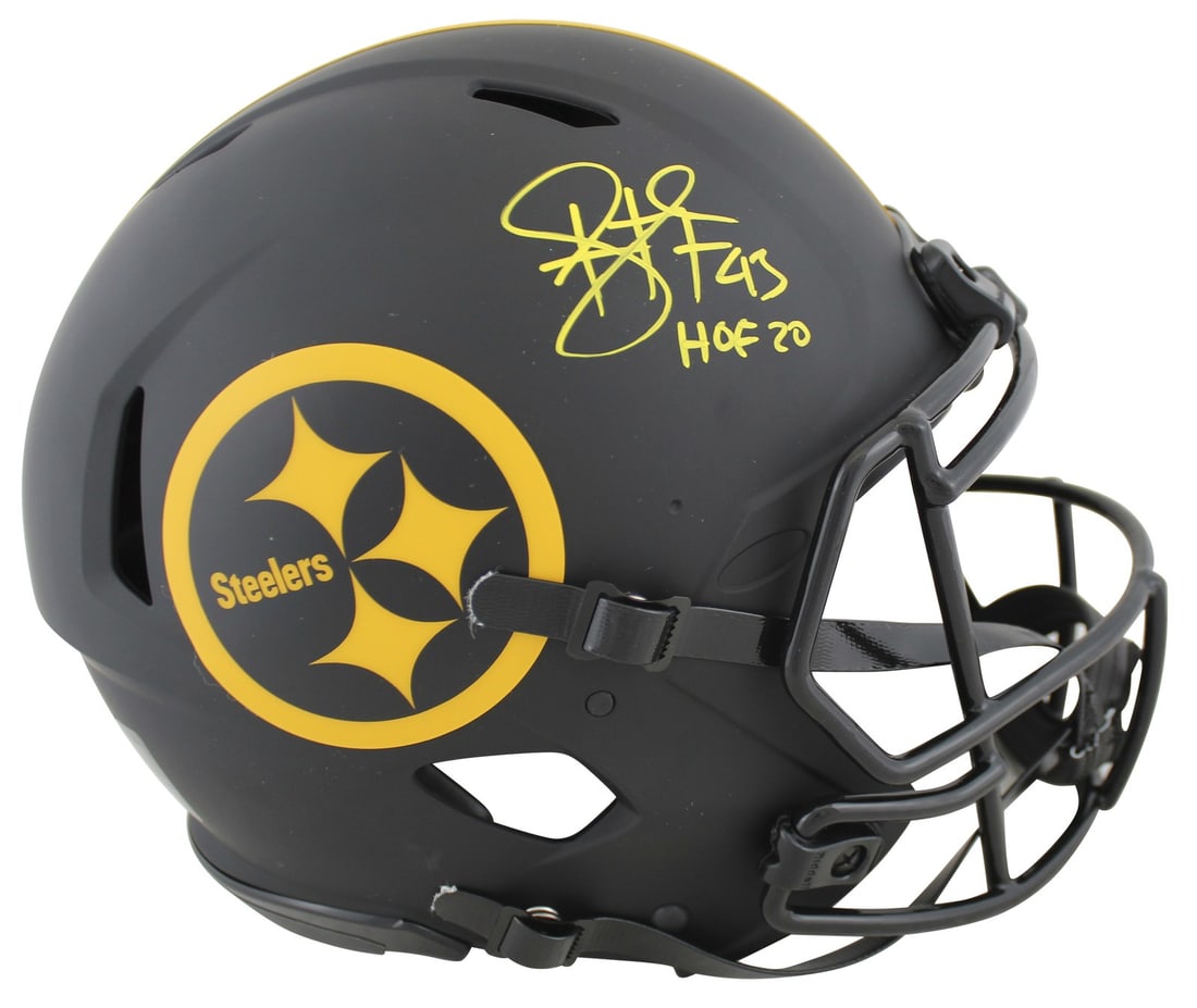 Troy Polamalu Signed Eclipse Full Size Helmet HOF 20 Beckett Authenticated: Troy Polamalu Signed Eclipse Full Size Helmet HOF 20 Beckett Authenticated This is an autographed Pittsburgh Steelers Alternate Eclipse Riddell Authentic Full Size Speed Proline Helmet featuring the s