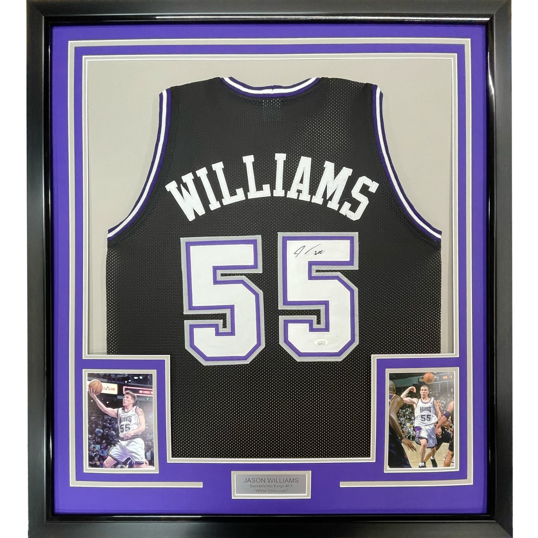 Framed Jason Williams Signed Sacramento Kings Black Jersey PSA 33x42 (1 of 2)