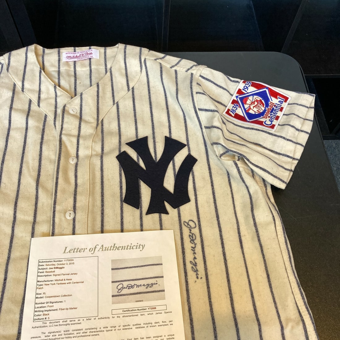 Joe DiMaggio Signed 1939 Yankees Game Model Jersey JSA COA: Joe DiMaggio Signed 1939 Yankees Game Model Jersey JSA COA Own a piece of baseball history with this authentic 1939 New York Yankees game model jersey, signed by the legendary Joe DiMaggio. This origi