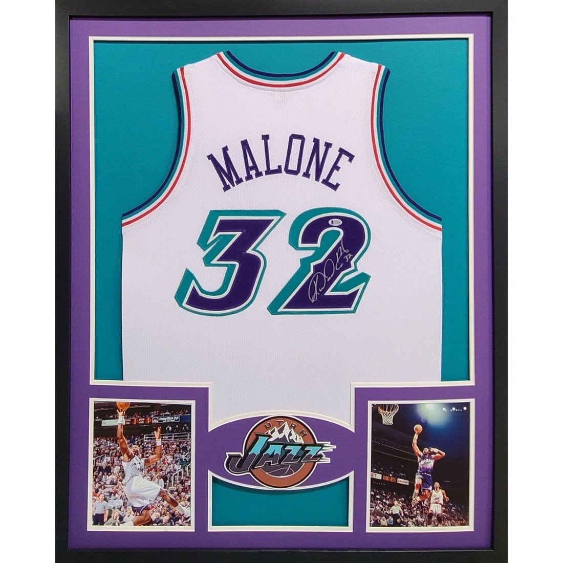Utah Jazz Karl Malone PSA/DNA Authenticated Autographed Framed Jersey: Utah Jazz Karl Malone PSA/DNA Authenticated Autographed Framed Jersey This is an original Utah Jazz jersey autographed by Karl Malone, professionally framed and authenticated by PSA/DNA. The framing f