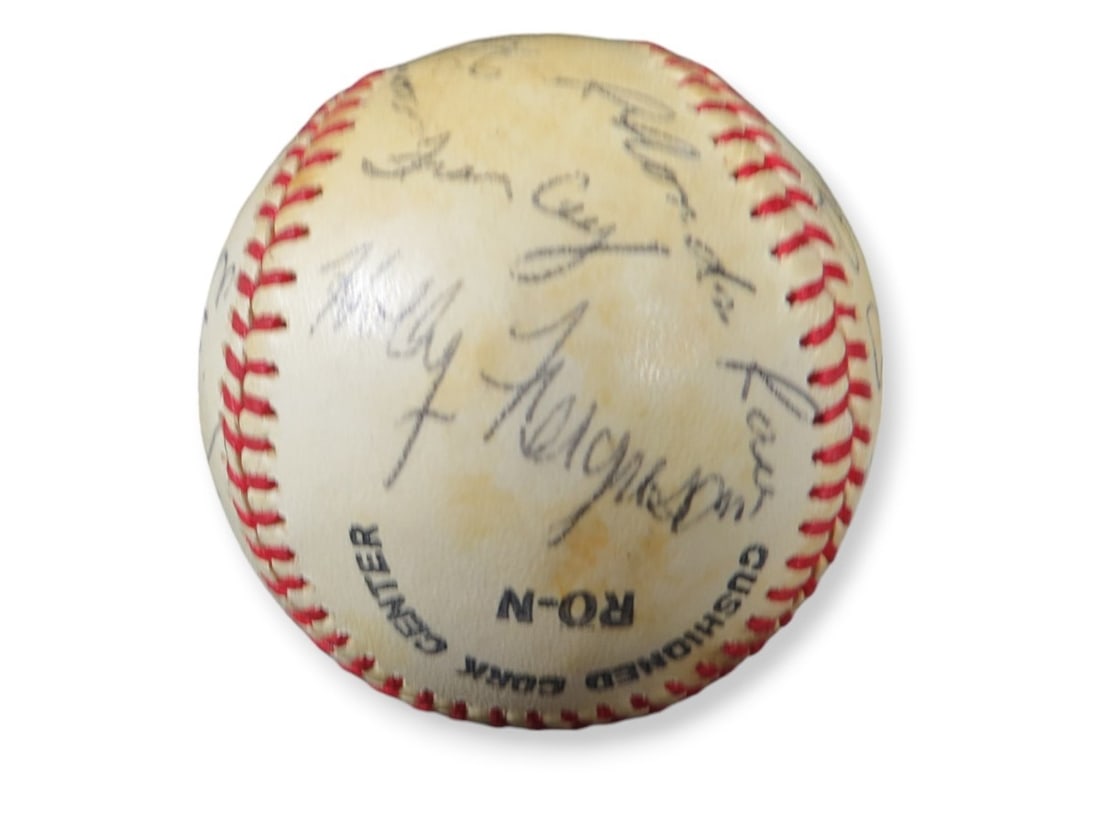 Autographed Baseball With 1979-80 Los Angeles Dodger Wives Signatures: Autographed Baseball With 1979-80 Los Angeles Dodger Wives Signatures This is an original autographed baseball from the 1979-80 Los Angeles Dodger Wives, featuring signatures from 19 spouses of Los An