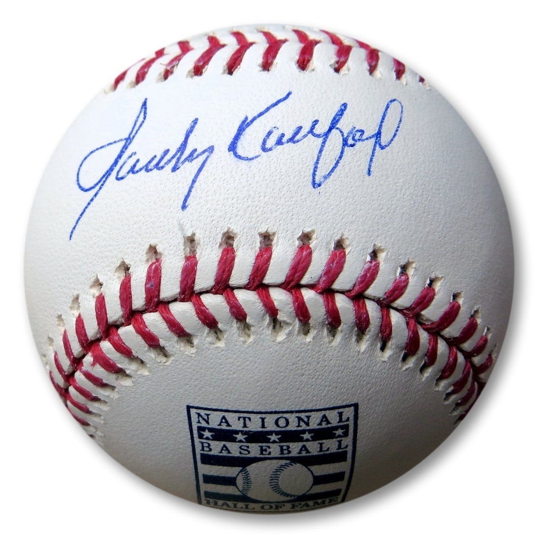Sandy Koufax Autographed MLB Baseball Dodgers JSA Certified: Sandy Koufax Autographed MLB Baseball Dodgers JSA Certified This is an original Sandy Koufax signed Hall of Fame MLB baseball, authenticated by James Spence (JSA). The ball features Koufax's iconic au