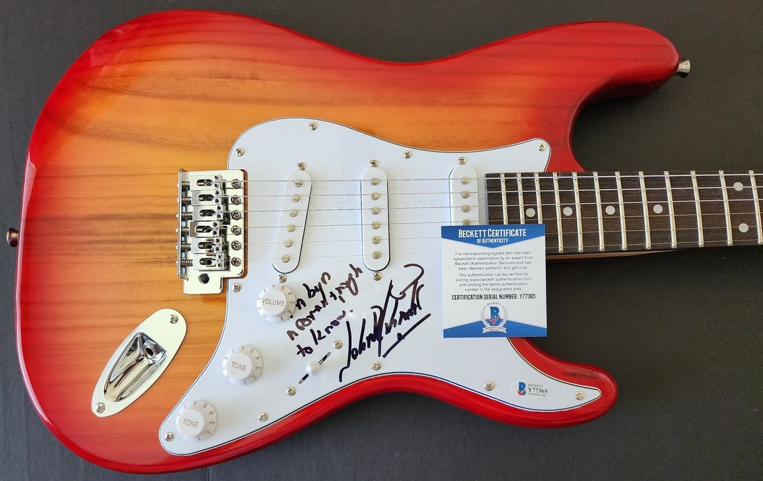 Electric Guitar Signed with Lyrics by John Schneider Beckett Authenticated (1 of 3)