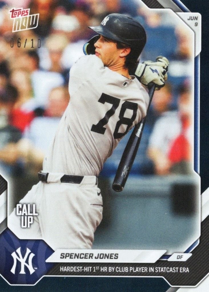 Spencer Jones 2026 Topps Now 308 Black Foil /10 Yankees Rookie Card (1 of 2)