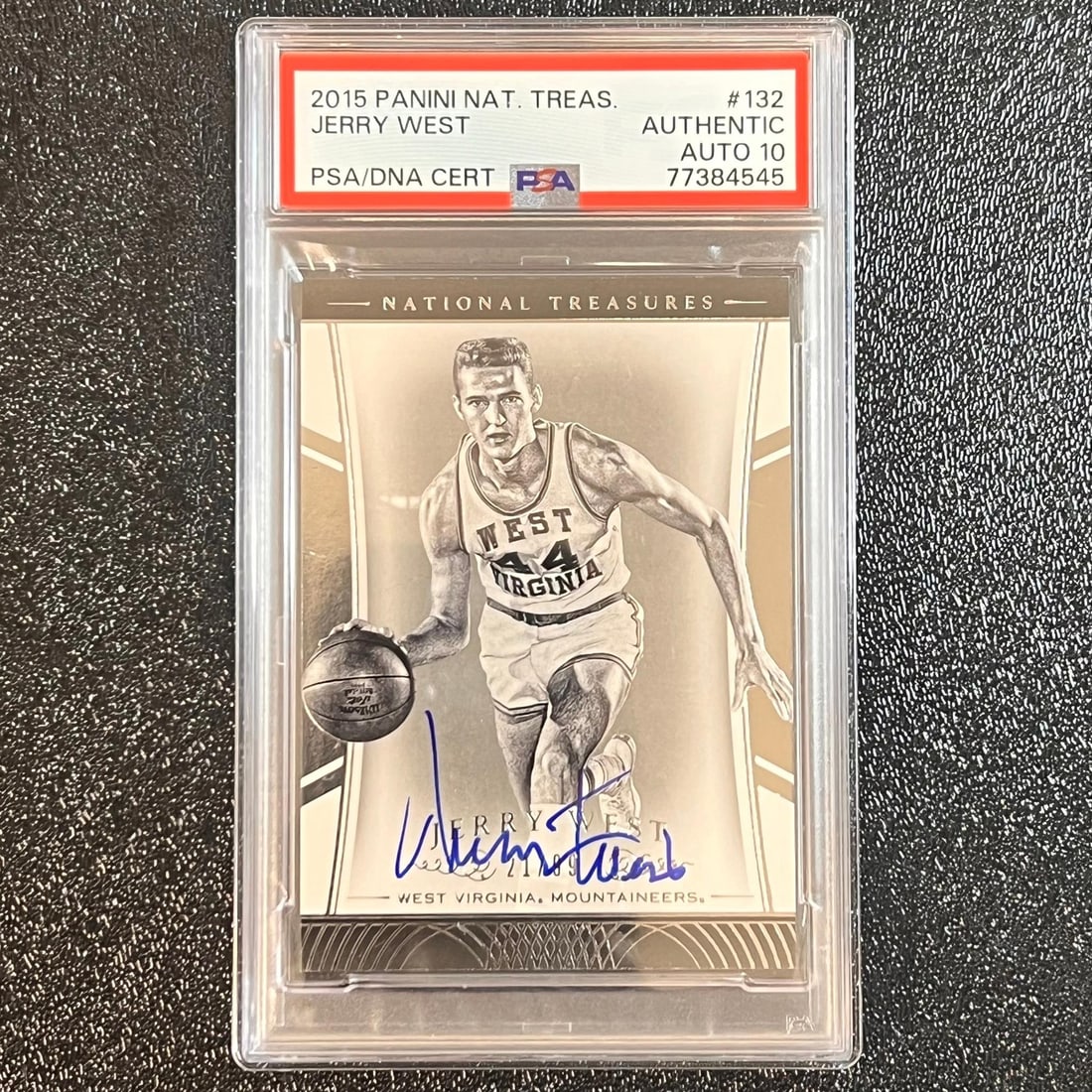 2015 Panini National Treasures Jerry West Signed Card PSA Authenticated: 2015 Panini National Treasures Jerry West Signed Card PSA Authenticated This is a 2015 Panini National Treasures sports trading card featuring the legendary Jerry West, number 132 in the set. The card
