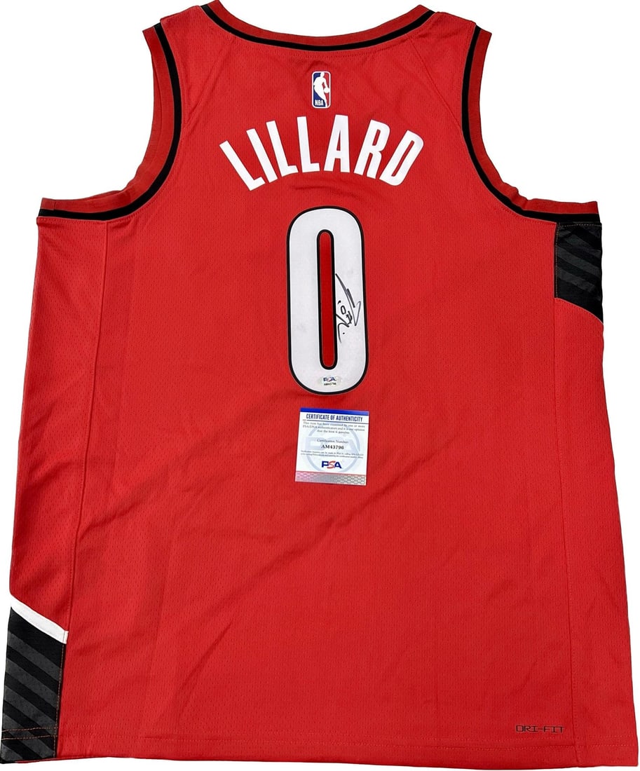 Damian Lillard autographed Portland Trail Blazers stitched jersey PSA DNA: Damian Lillard autographed Portland Trail Blazers stitched jersey PSA DNA This is a stitched Portland Trail Blazers basketball jersey autographed by Damian Lillard. The signature has been authenticate