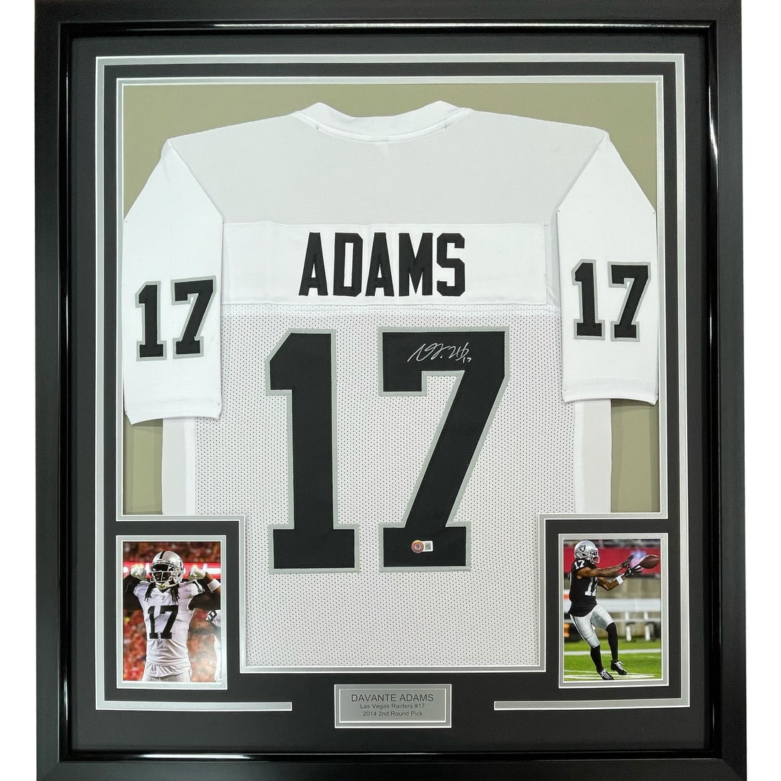Davante Adams Signed Framed Las Vegas Raiders White Jersey BAS COA (1 of 2)