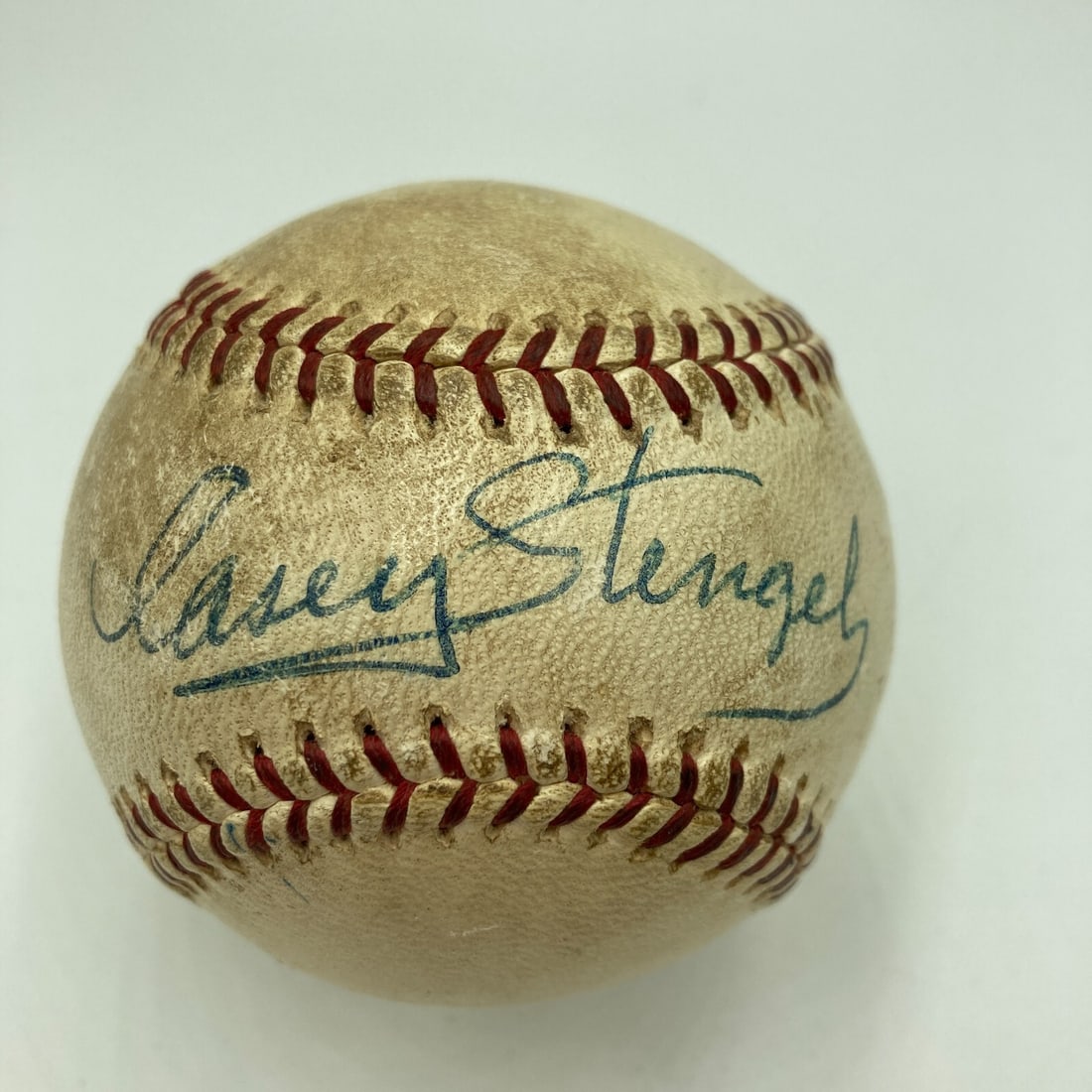 Casey Stengel 1950s Game Used Signed Baseball JSA COA Yankees: Casey Stengel 1950s Game Used Signed Baseball JSA COA Yankees This is a beautifully preserved Casey Stengel single signed 1950's game used National League Giles baseball, authenticated by James Spence