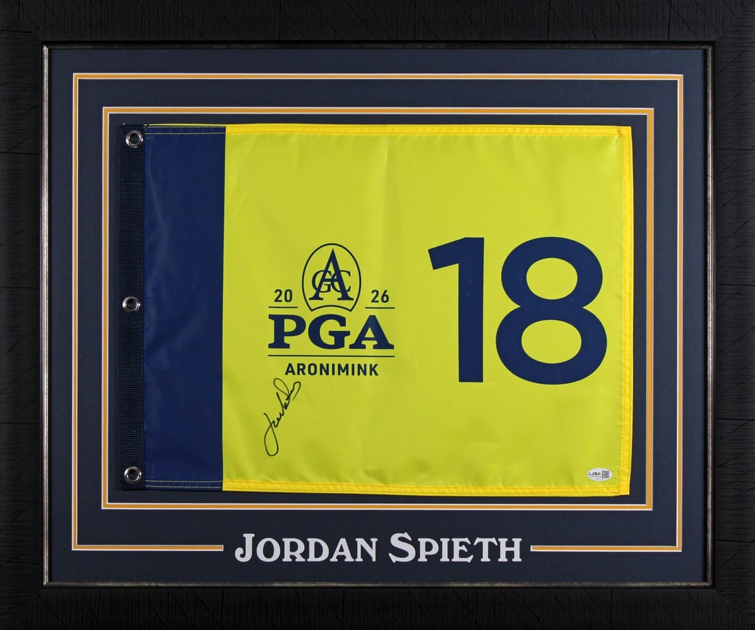 Framed 2026 PGA Championship Pin Flag Signed by Jordan Spieth JSA (1 of 2)