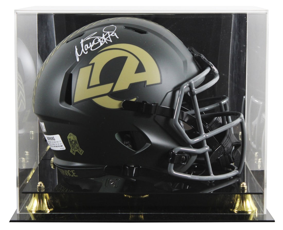 Matthew Stafford autographed Rams STS IV Speed replica helmet with display case BAS: Matthew Stafford autographed Rams STS IV Speed replica helmet with display case BAS Autographed 2025 Salute To Service IV Riddell full size Speed replica helmet signed by Matthew Stafford of the Los A