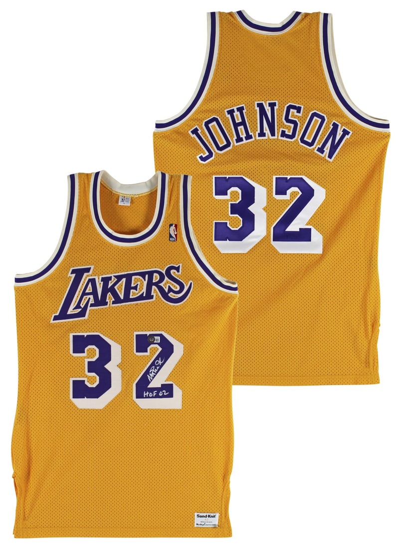 Magic Johnson signed Lakers jersey HOF 02 Beckett authenticated (1 of 5)