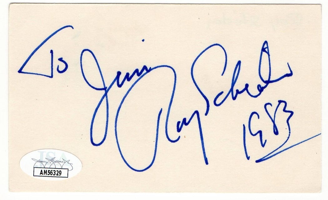 Roy Scheider 3x5 Index Card Signed with JSA Authentication (1 of 2)
