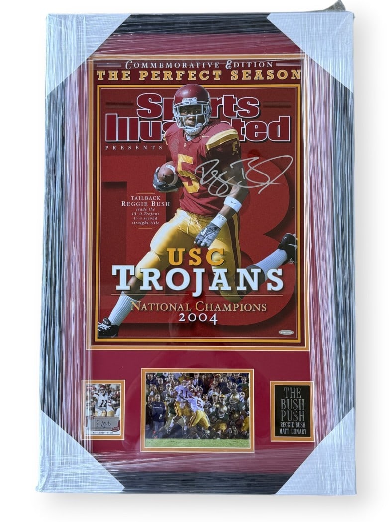 Framed USC Trojans 16x20 Autographed Photo and Card Reggie Bush Matt Leinart (1 of 4)