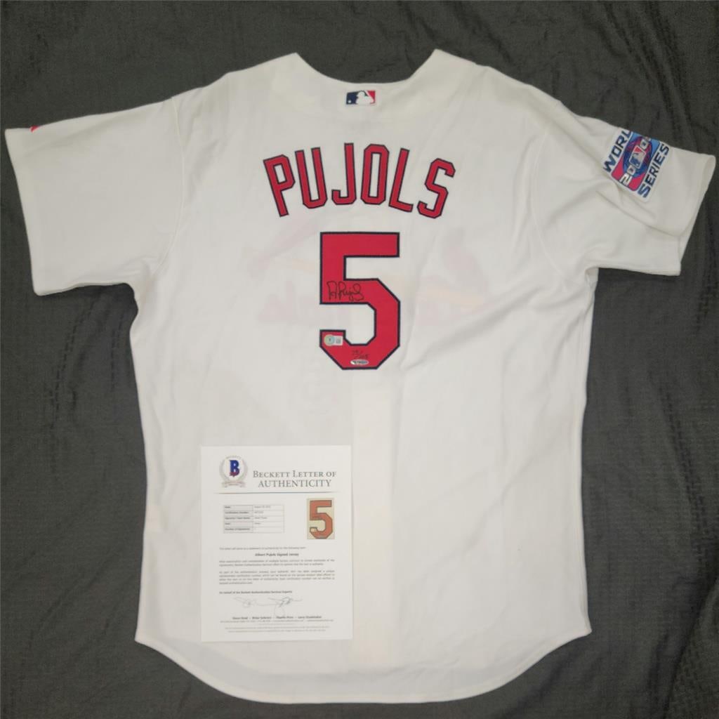 Autographed 2006 World Series Cardinals Jersey Albert Pujols LE 105 MLB Authenticated: Autographed 2006 World Series Cardinals Jersey Albert Pujols LE 105 MLB Authenticated This is an original St. Louis Cardinals jersey signed by Albert Pujols, commemorating the 2006 World Series. The a