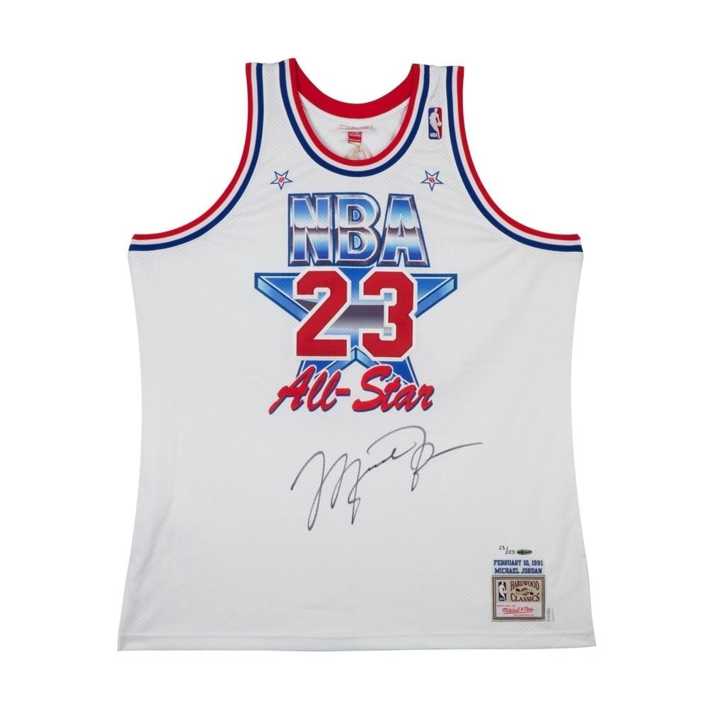 Michael Jordan Autographed 1991 Mitchell & Ness All-Star Jersey Limited Edition #123: Michael Jordan Autographed 1991 Mitchell & Ness All-Star Jersey Limited Edition #123 This is an original autographed jersey of NBA legend Michael Jordan, featuring his 1991 Mitchell & Ness All-Star de