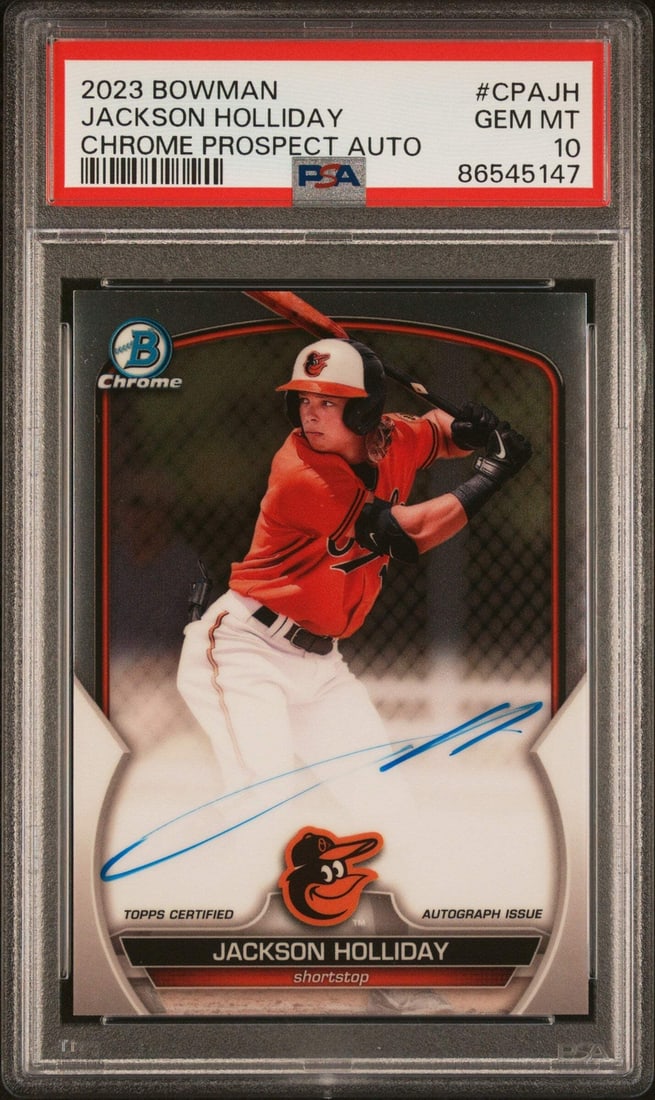 PSA 10 Jackson Holliday Bowman Auto RC 2023 Topps Baseball Card (1 of 2)