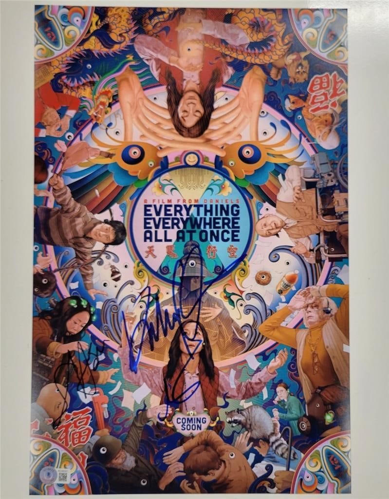 Everything Everywhere All at Once Signed 12x18 Photo Ke Huy-Quan Stephanie Hsu Beckett Authenticated: Everything Everywhere All at Once Signed 12x18 Photo Ke Huy-Quan Stephanie Hsu Beckett Authenticated This original 12x18 photograph features the cast members Ke Huy-Quan and Stephanie Hsu from the acc