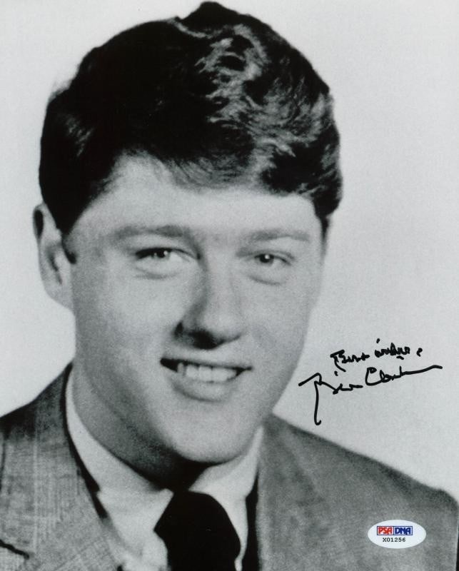 PSA DNA Certified Bill Clinton Autographed 8x10 Photo: PSA DNA Certified Bill Clinton Autographed 8x10 Photo This is an original 8x10 photograph signed by President Bill Clinton. The autograph has been authenticated by PSA/DNA and comes with a numbered ho