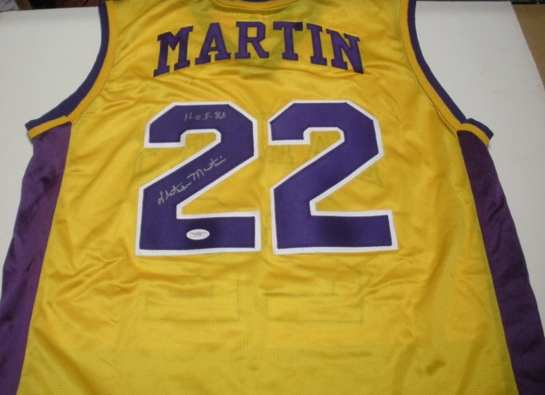 Champion Los Angeles Lakers Jersey Signed by Slater Martin with JSA COA: Champion Los Angeles Lakers Jersey Signed by Slater Martin with JSA COA This is an official licensed Champion jersey signed by Slater Martin of the Los Angeles Lakers. The jersey comes with JSA/COA au