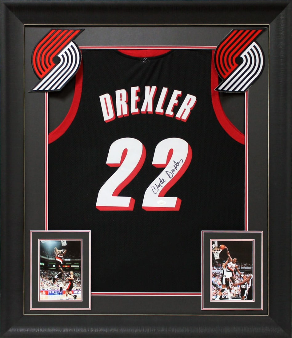 Clyde Drexler Signed Black Pro Style Framed Jersey BAS Authenticated: Clyde Drexler Signed Black Pro Style Framed Jersey BAS Authenticated This Clyde Drexler Authentic Signed Black Pro Style Framed Jersey is a must-have for any Portland Trail Blazers fan. Personally sig