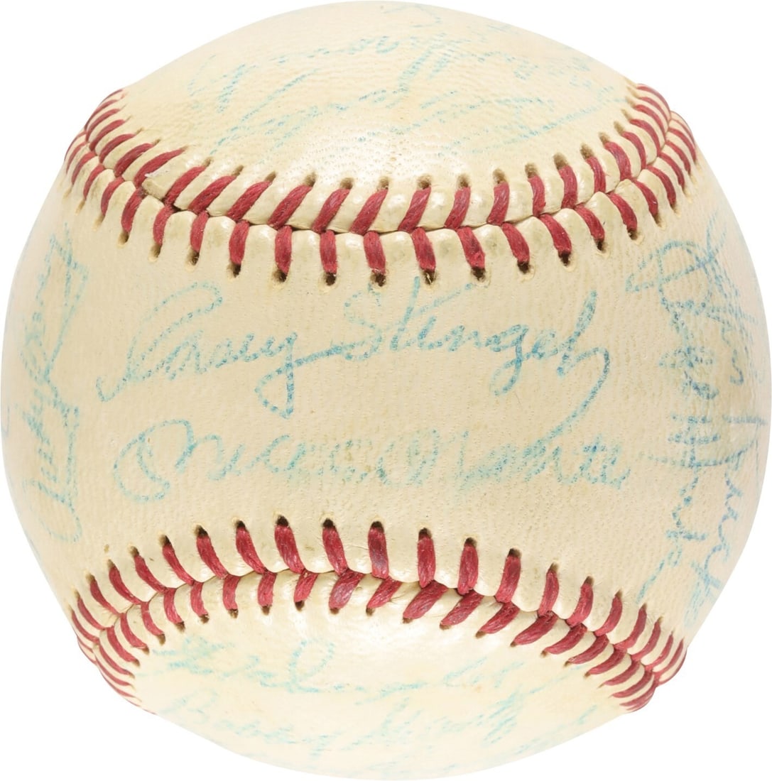 PSA LOA 1958 Yankees Signed Official American League Baseball: PSA LOA 1958 Yankees Signed Official American League Baseball This is an official American League (Harridge) baseball signed in blue ink by twenty-seven members of the 1958 World Champion New York Yan