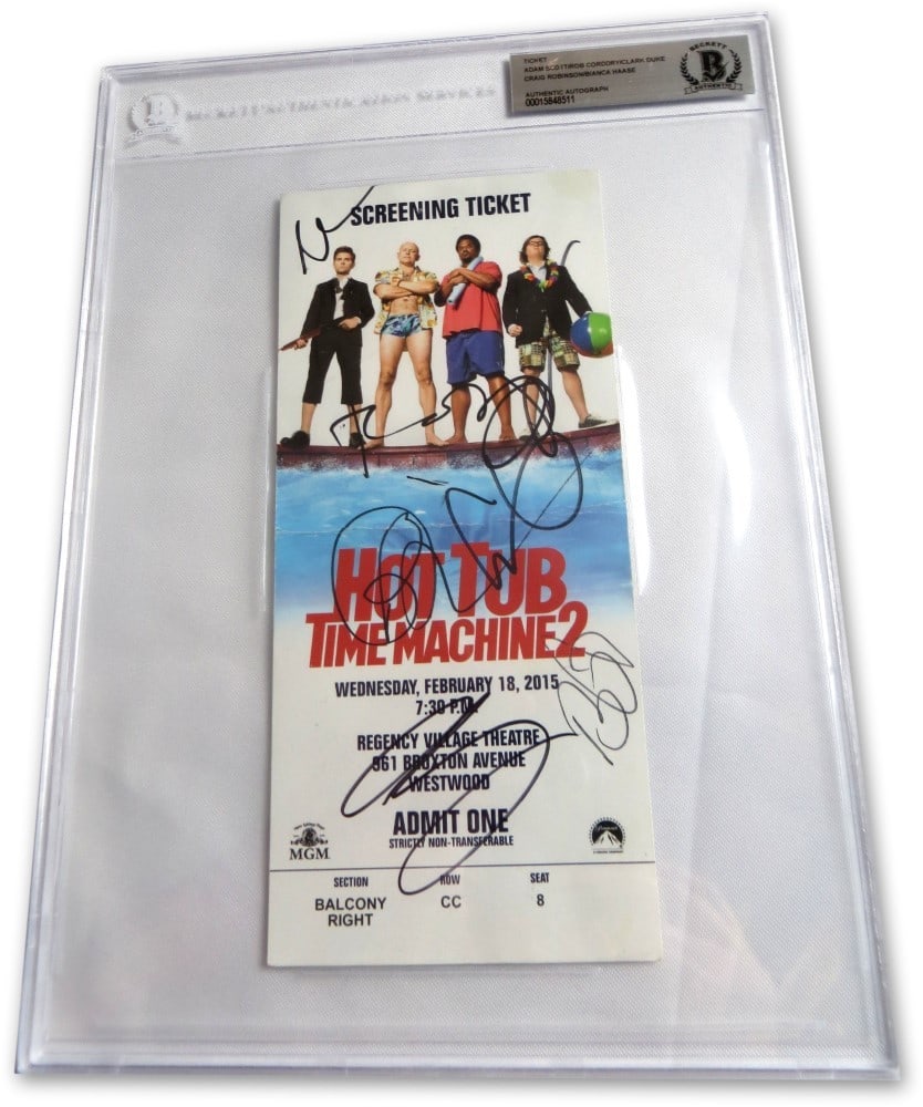 Hot Tub Time Machine 2 Ticket Signed by Five Cast Members Beckett Authenticated (1 of 3)