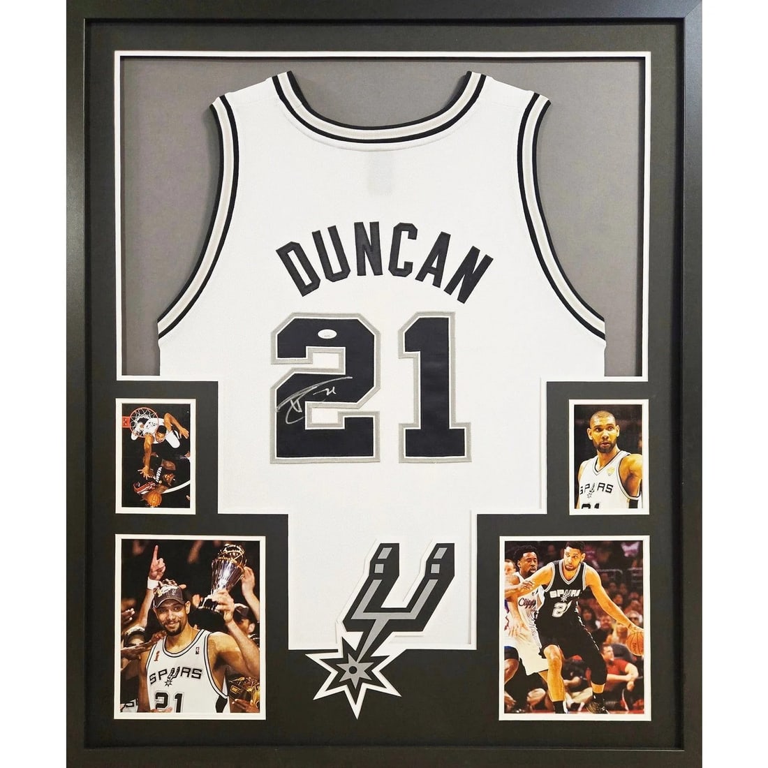 Framed Tim Duncan Autographed Spurs Jersey JSA Authenticated (1 of 3)