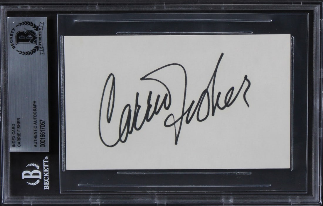 Carrie Fisher signed 3x5 index card Beckett authenticated Star Wars (1 of 5)