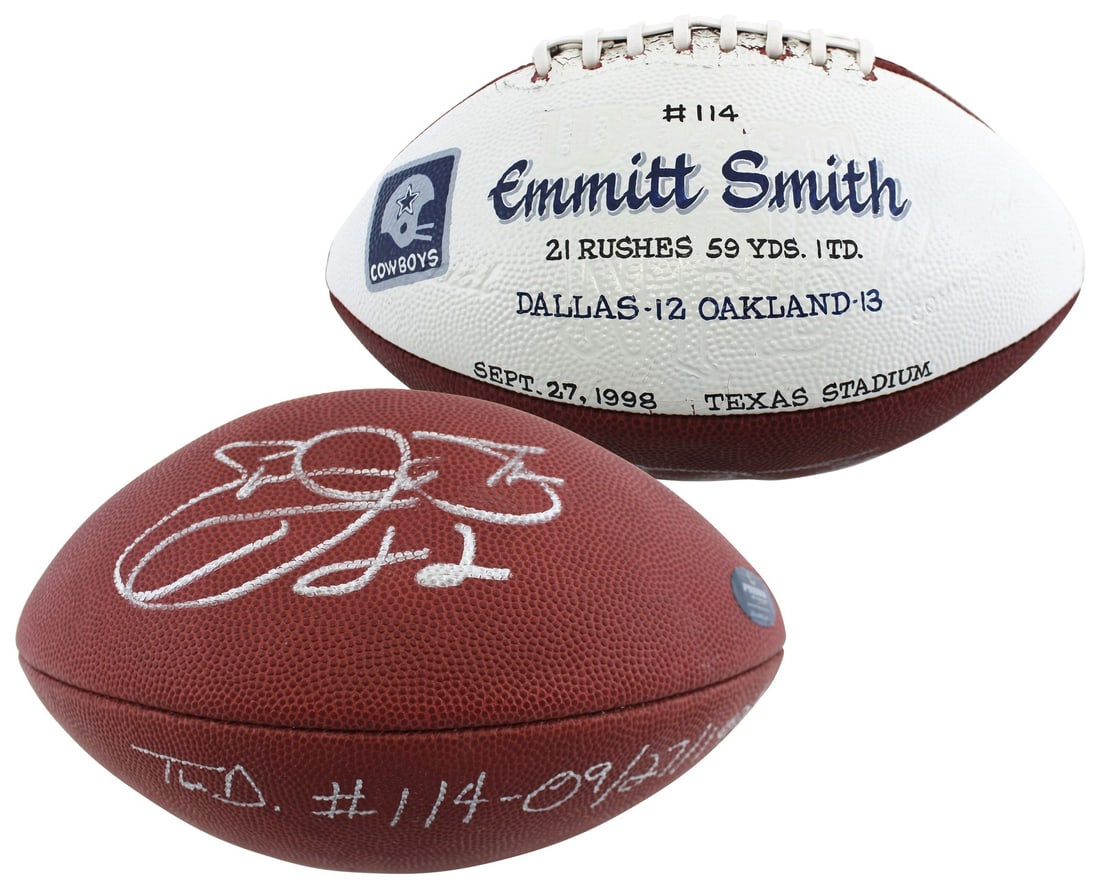 Emmitt Smith Signed Game Used Wilson The Duke NFL Football BAS Prova LOA (1 of 8)