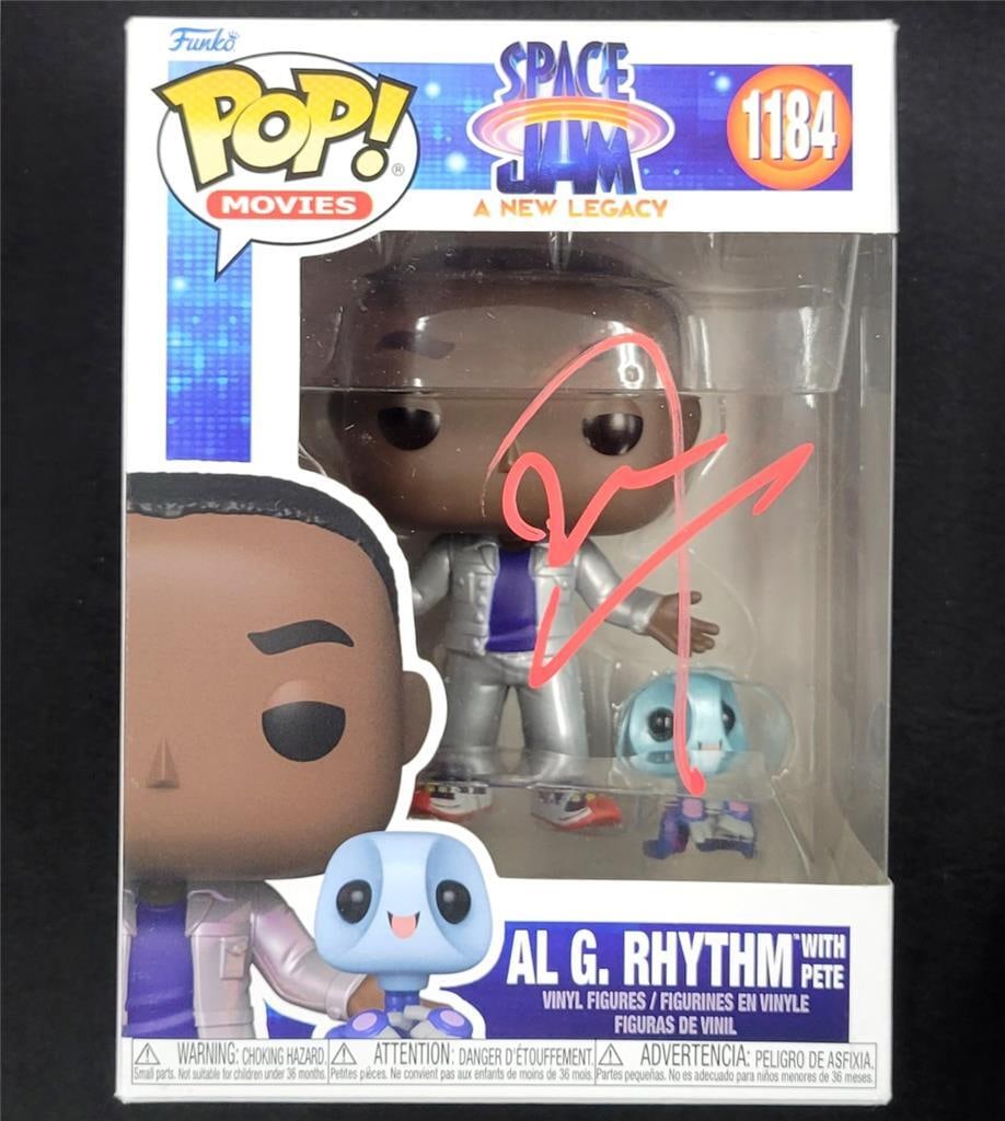 Don Cheadle Signed Al G. Rhythm Funko Pop! Space Jam Beckett Authenticated: Don Cheadle Signed Al G. Rhythm Funko Pop! Space Jam Beckett Authenticated This is a pre-owned Funko Pop! figure of Al G. Rhythm from the movie Space Jam: A New Legacy, signed by actor Don Cheadle. Th