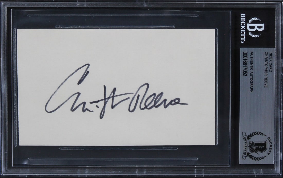 Beckett slabbed Christopher Reeve signed 3x5 index card Superman (1 of 5)