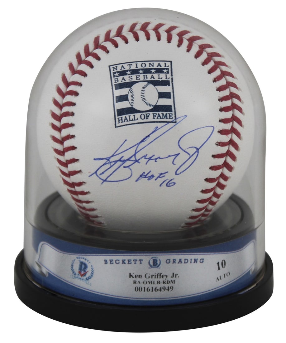 Ken Griffey Jr. HOF 16 Mariners OML Baseball Beckett Gem Mint 10: Ken Griffey Jr. HOF 16 Mariners OML Baseball Beckett Gem Mint 10 This official Major League Baseball features the Hall of Fame logo and has been personally signed by Ken Griffey Jr. of the Seattle Mar