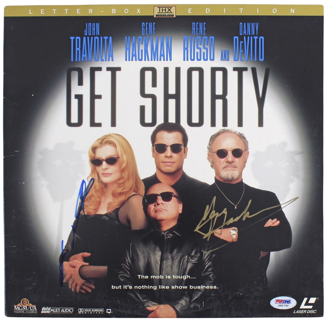 John Travolta Gene Hackman Signed Get Shorty Laser Disc Cover PSA/DNA: John Travolta Gene Hackman Signed Get Shorty Laser Disc Cover PSA/DNA This autographed Get Shorty laser disc cover, featuring the signatures of acclaimed actors John Travolta and Gene Hackman, is a mu